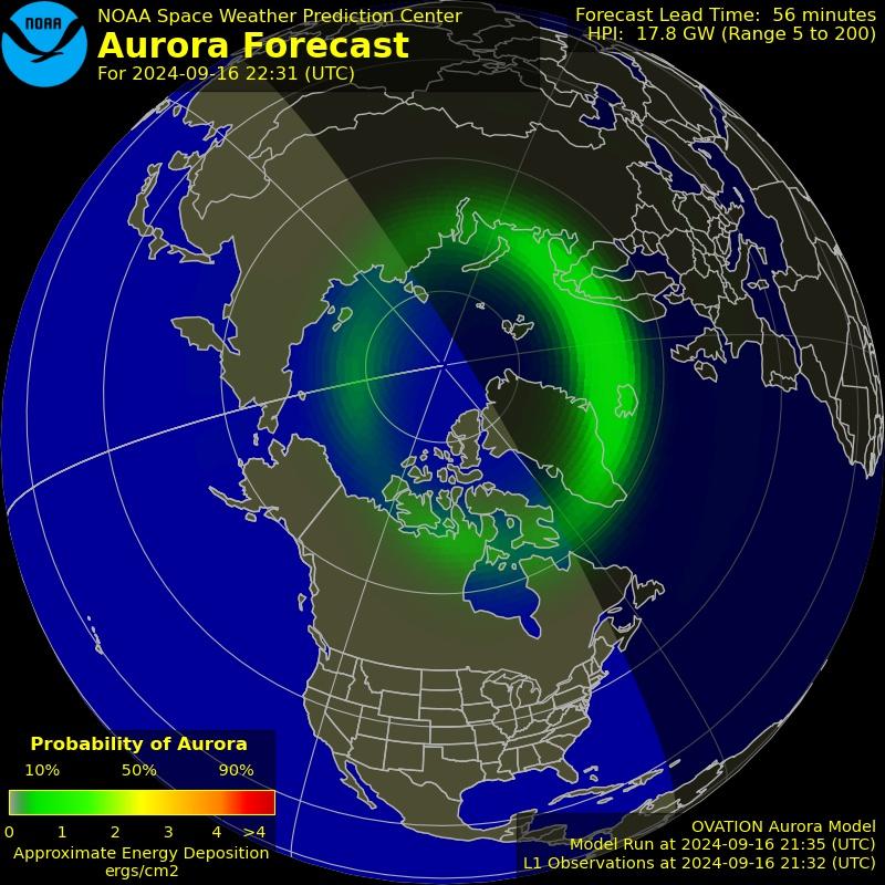 Pronóstico de posibles Auroras Boreales por Actividad en el Sol